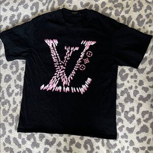 Louis Vuitton Black Tee with Pink Details
